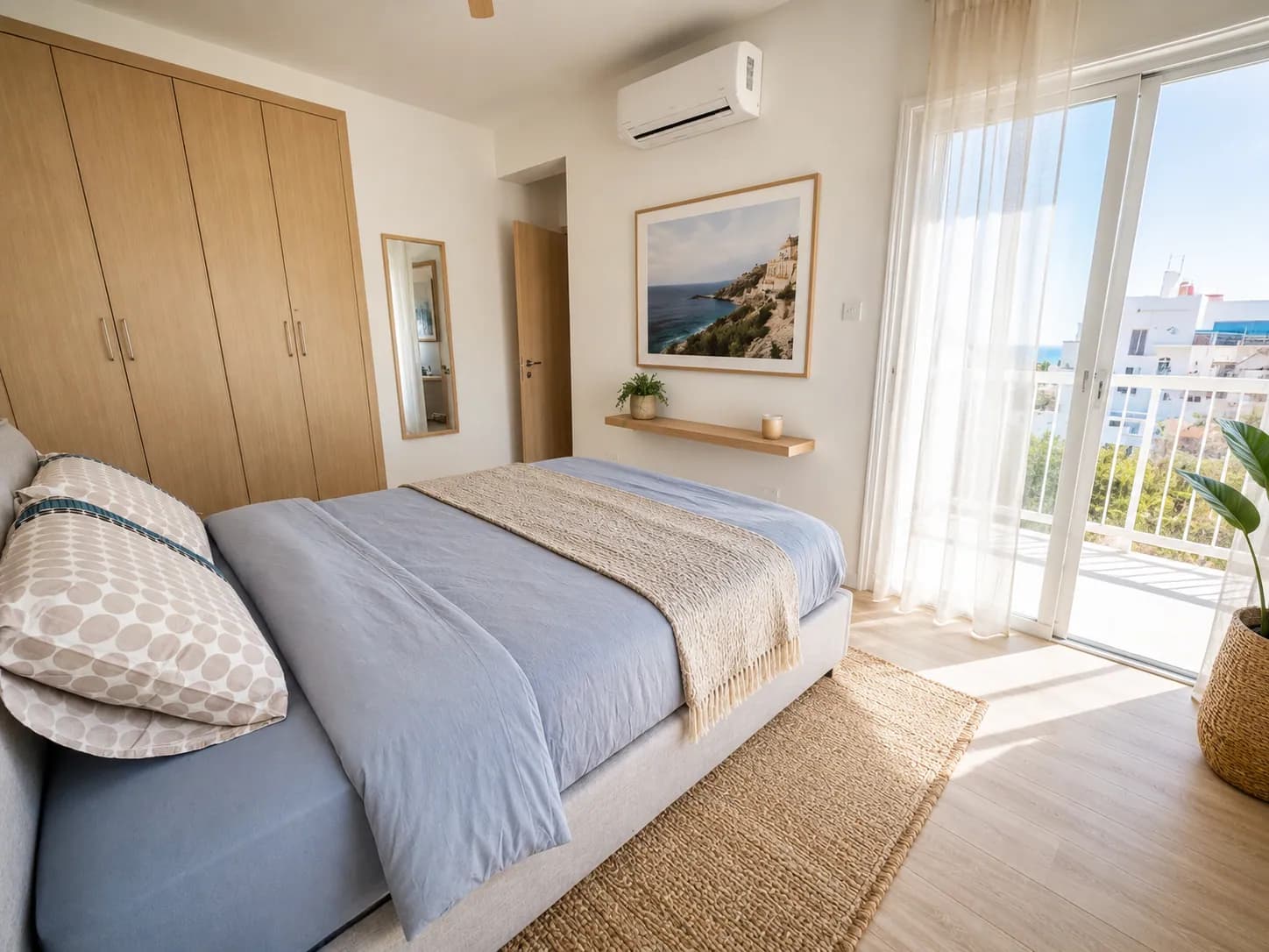 Main bedroom with king-size bed at Ember and Tide, Kapparis, Protaras