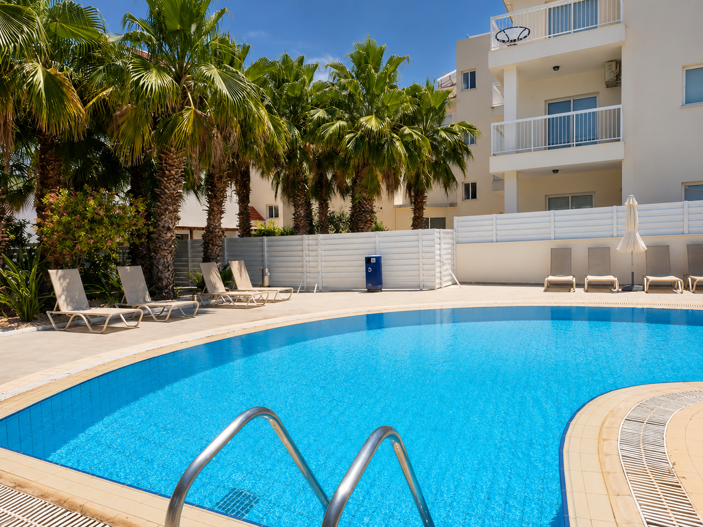 Communal swimming pool at Blue Electra complex, Kapparis, Protaras